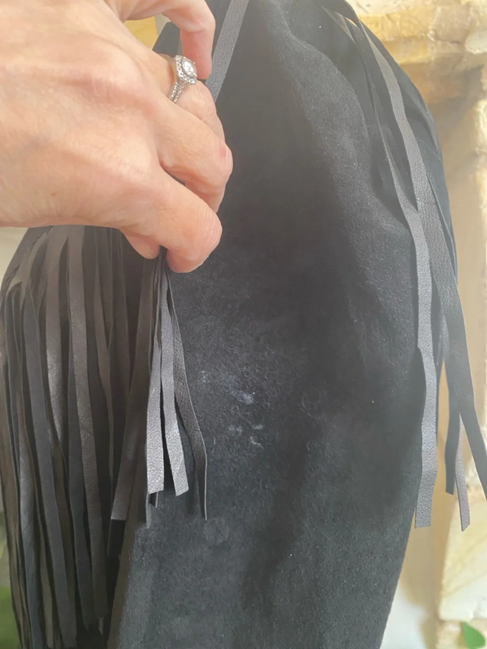 Reformation Fringe Suede Leather Jacket Black Western Boho Women’s S - Picture 12 of 13